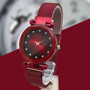 Magnet Chain Elegant Women Wrist Watch Red