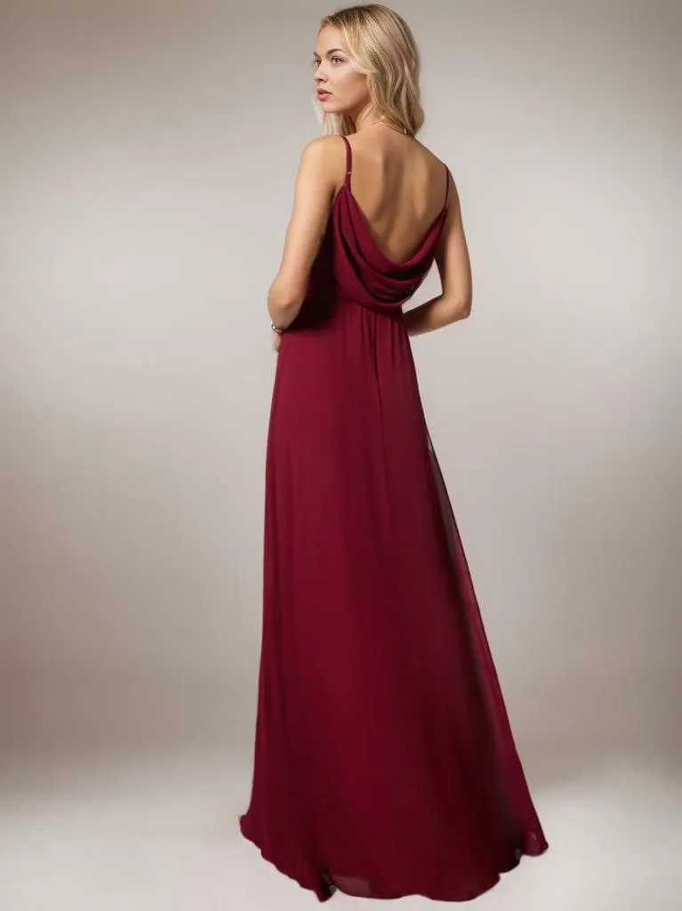 Malika elegant cross front cowl back bridesmaid dress