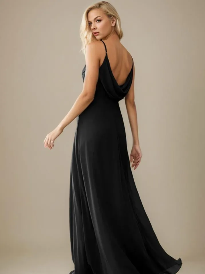 Malika elegant cross front cowl back bridesmaid dress