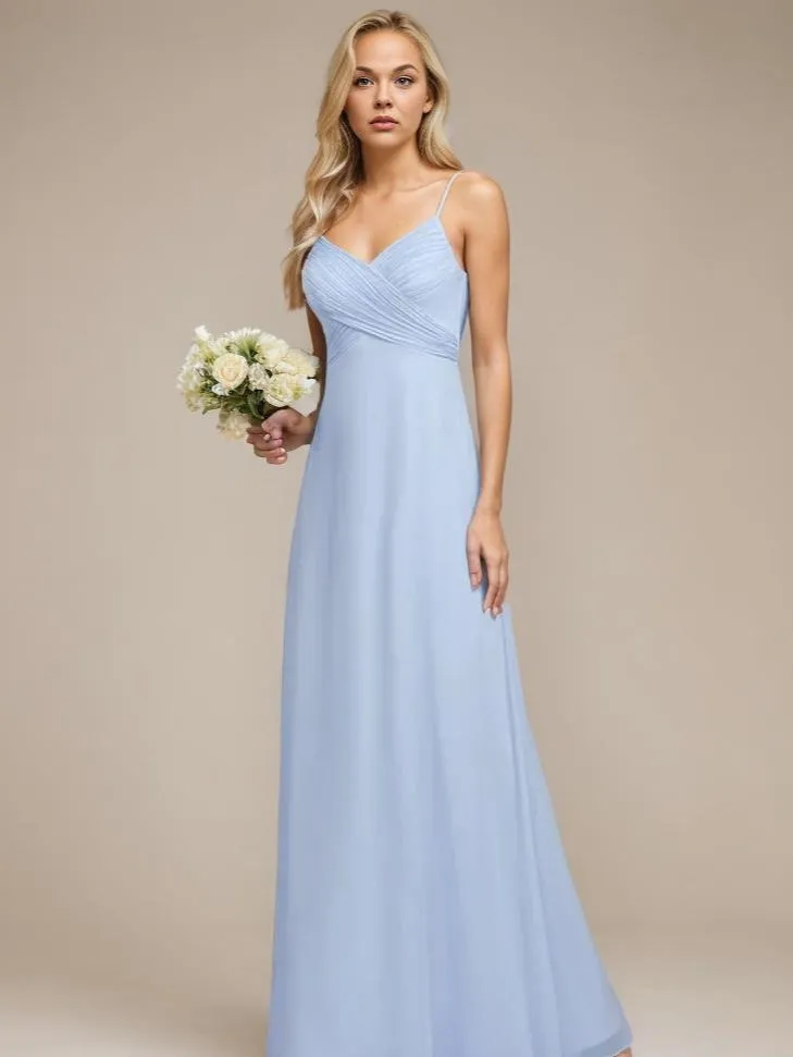 Malika elegant cross front cowl back bridesmaid dress