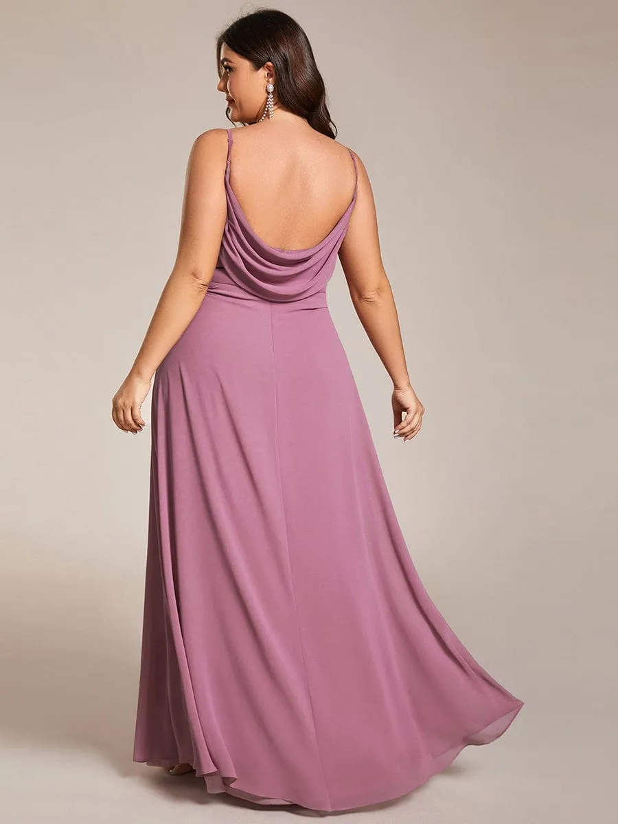Malika elegant cross front cowl back bridesmaid dress