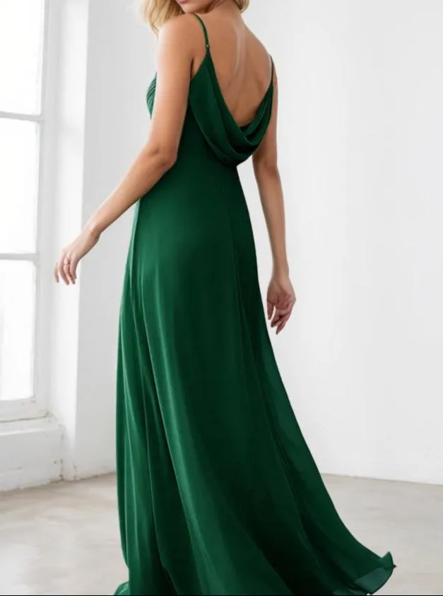 Malika elegant cross front cowl back bridesmaid dress