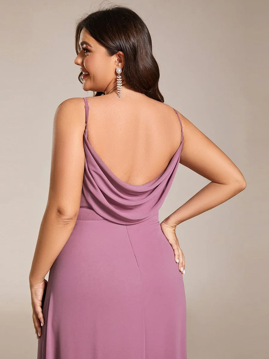 Malika elegant cross front cowl back bridesmaid dress