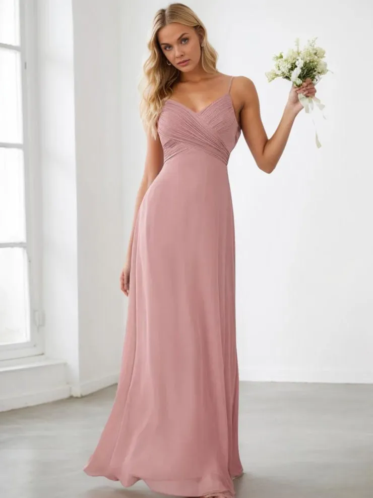 Malika elegant cross front cowl back bridesmaid dress