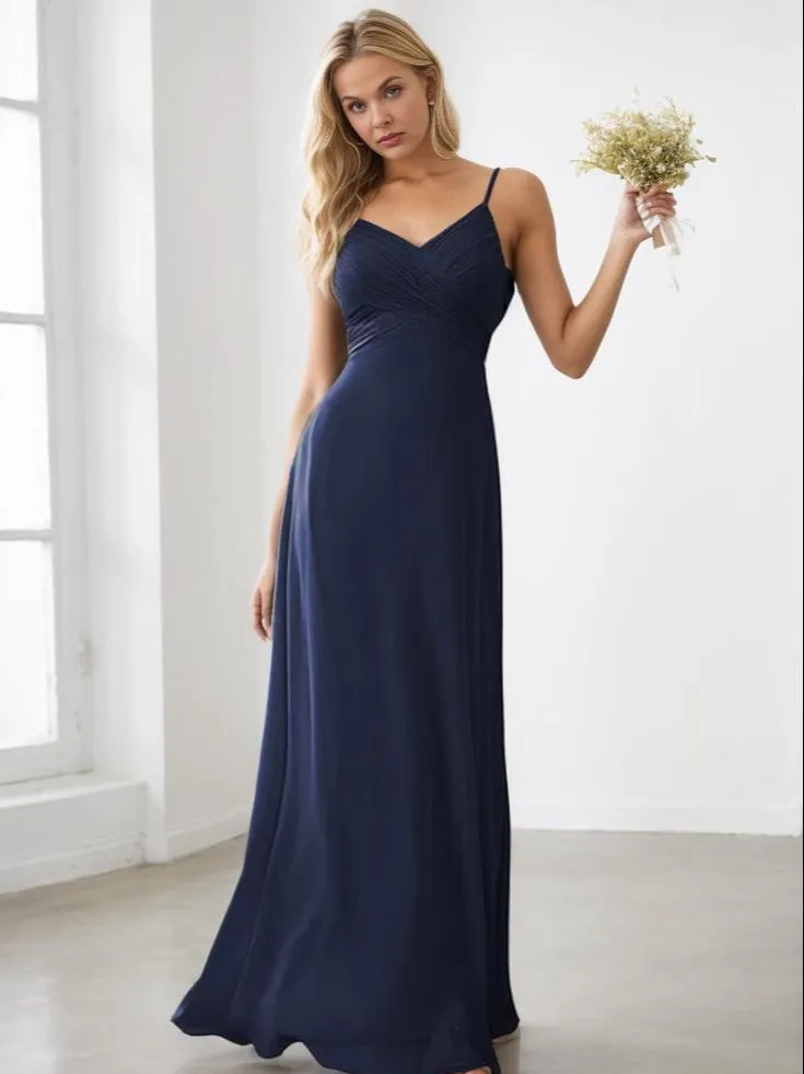 Malika elegant cross front cowl back bridesmaid dress