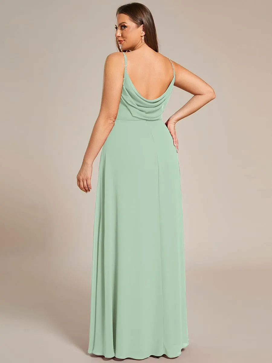 Malika elegant cross front cowl back bridesmaid dress