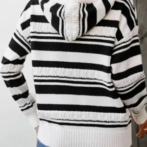 Mariah Striped Long Sleeve Hooded Sweater