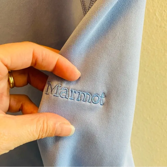 MARMOT Light Blue Softshell Fleece Lined Quarter Zip Jacket