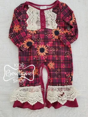 Maroon Sunflower Romper