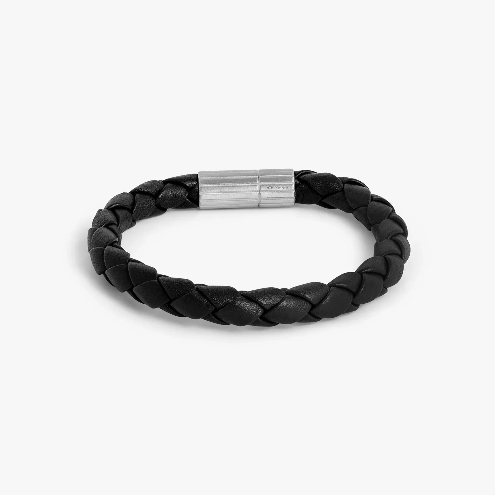 Maxi Pop Pelle Leather Bracelet in Rhodium Silver - Black