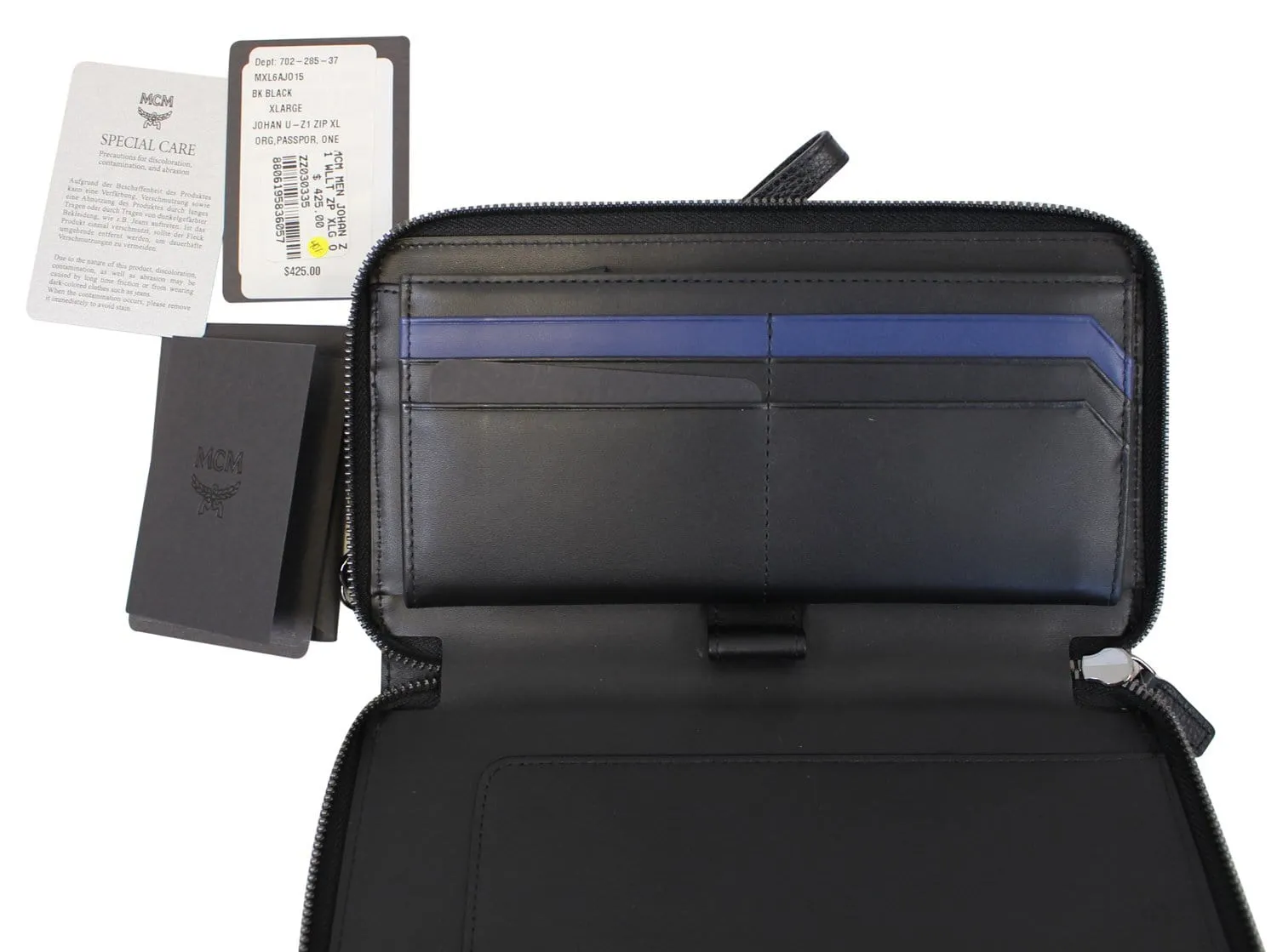 MCM Black Leather XLarage Zip Around Johan Travel Passport Wallet - Last Call