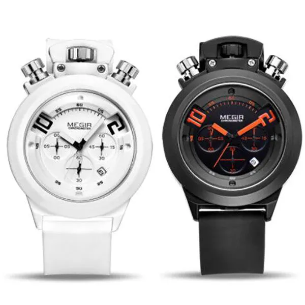 MEGIR Mens Military Watch with Silicon Band