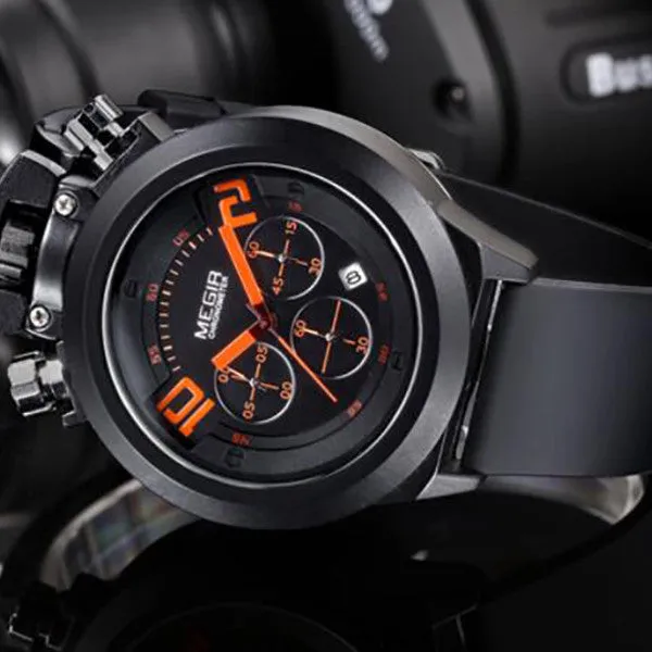 MEGIR Mens Military Watch with Silicon Band