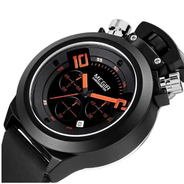 MEGIR Mens Military Watch with Silicon Band