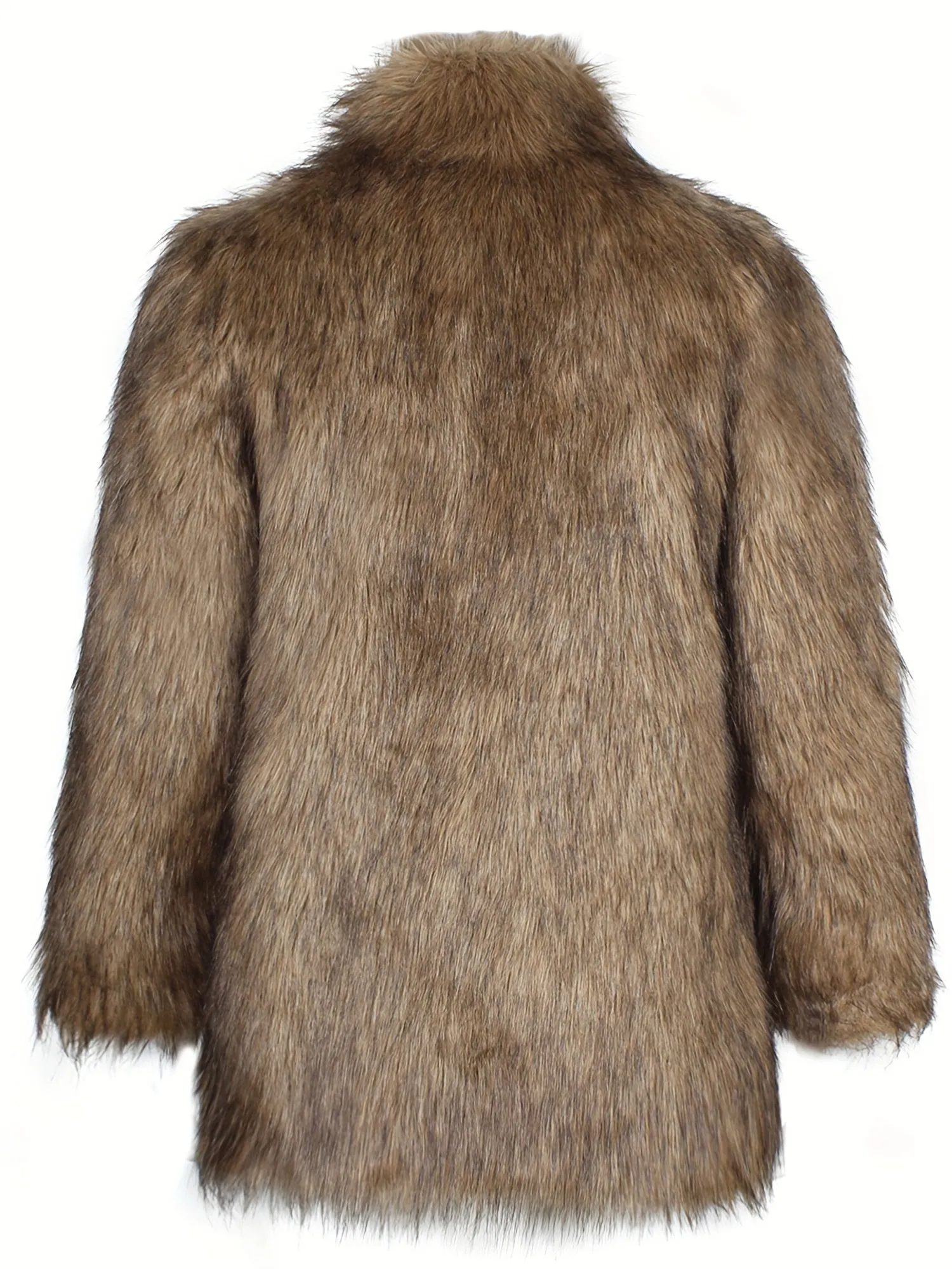 Mens Long Sleeve Faux Fur Winter Overcoat