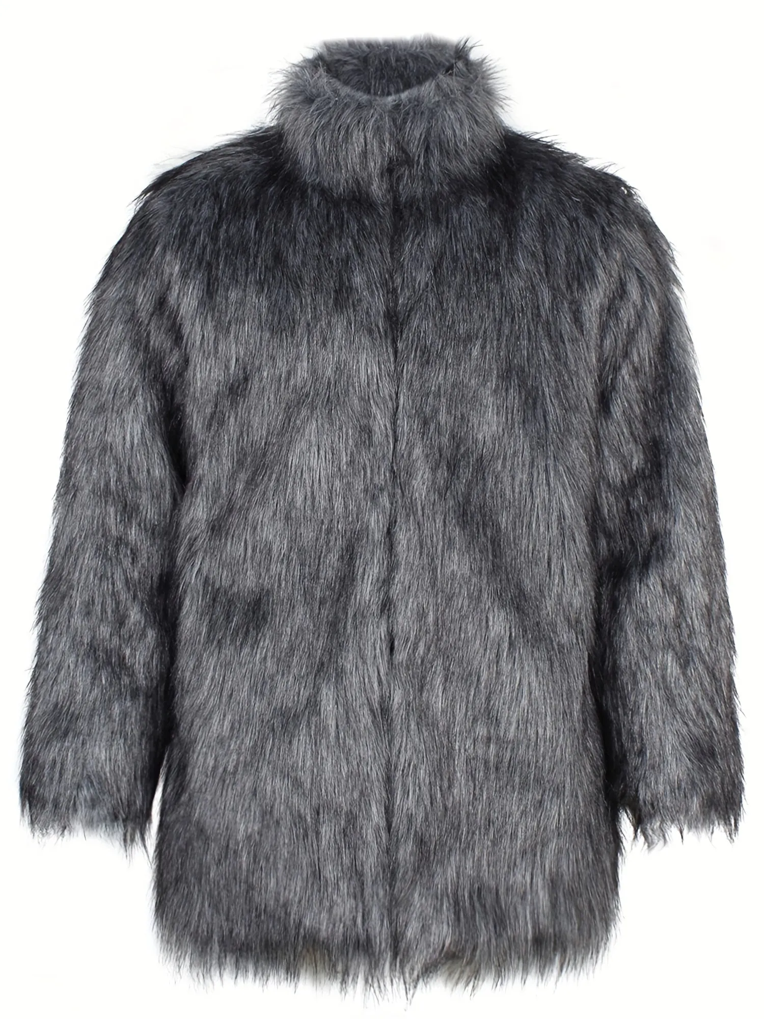 Mens Long Sleeve Faux Fur Winter Overcoat