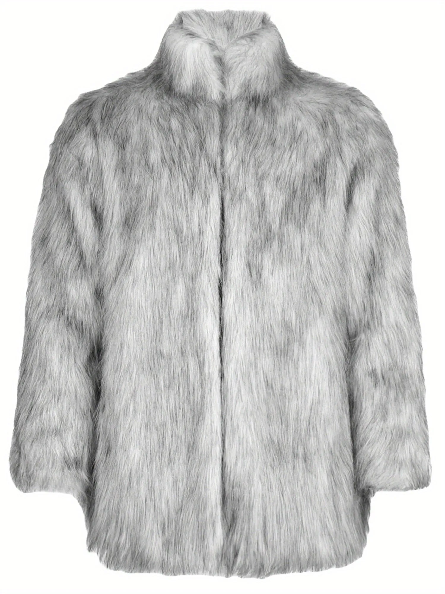 Mens Long Sleeve Faux Fur Winter Overcoat