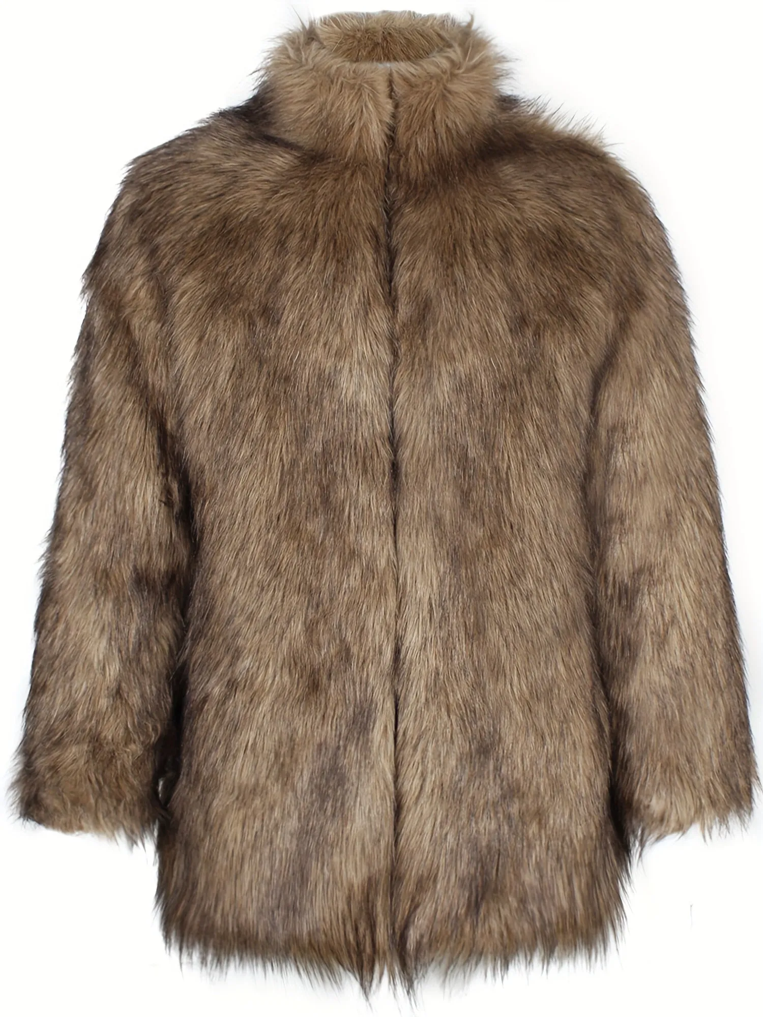 Mens Long Sleeve Faux Fur Winter Overcoat
