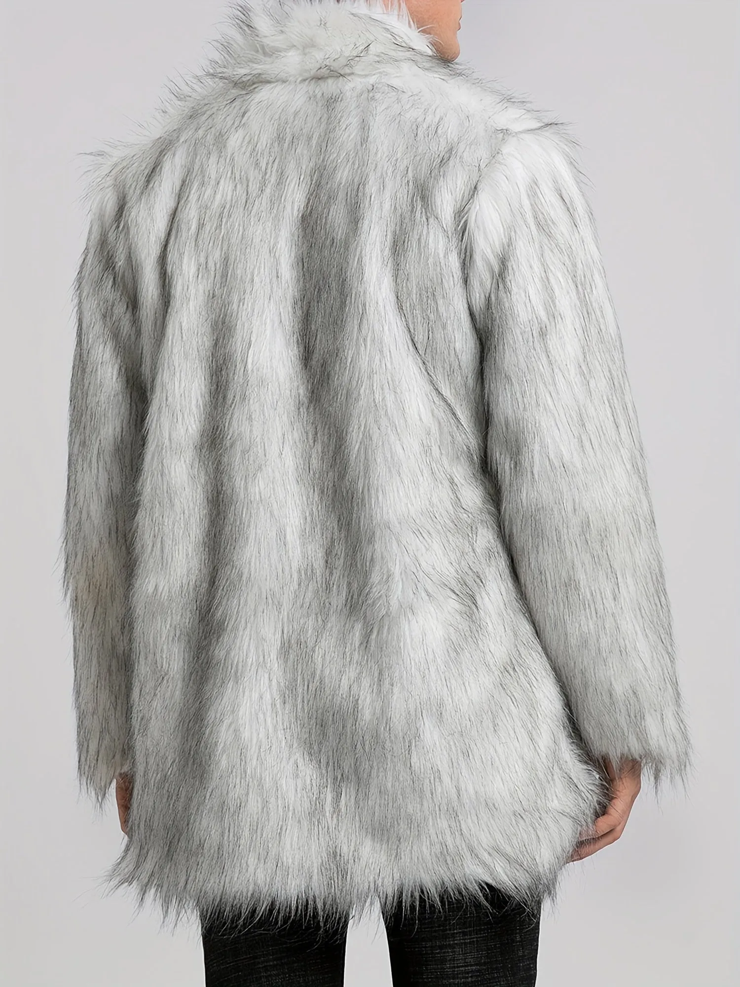 Mens Long Sleeve Faux Fur Winter Overcoat