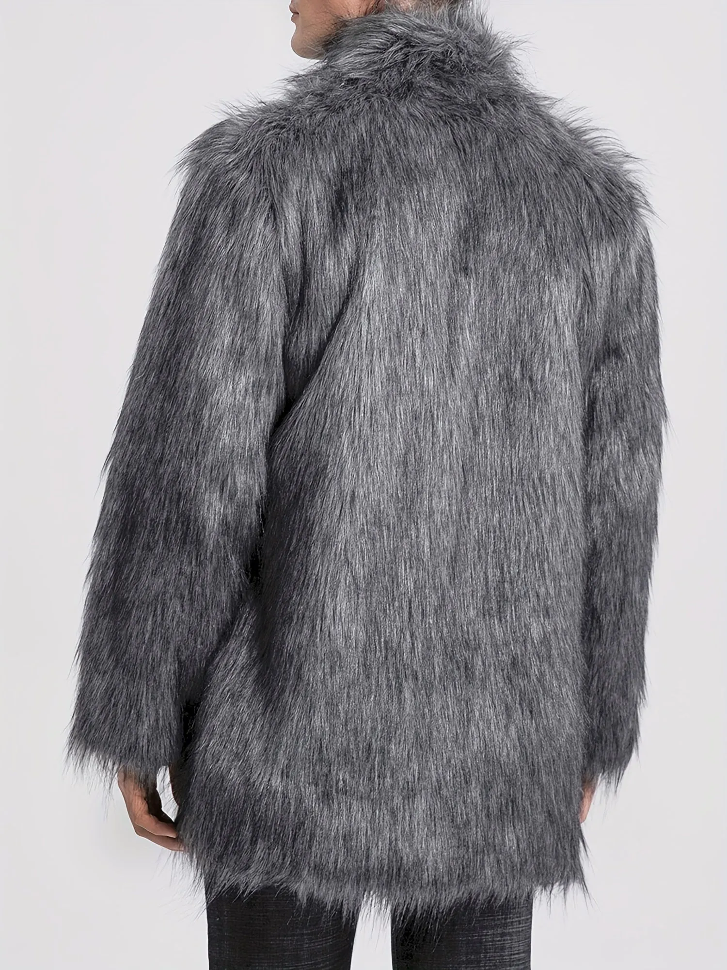 Mens Long Sleeve Faux Fur Winter Overcoat