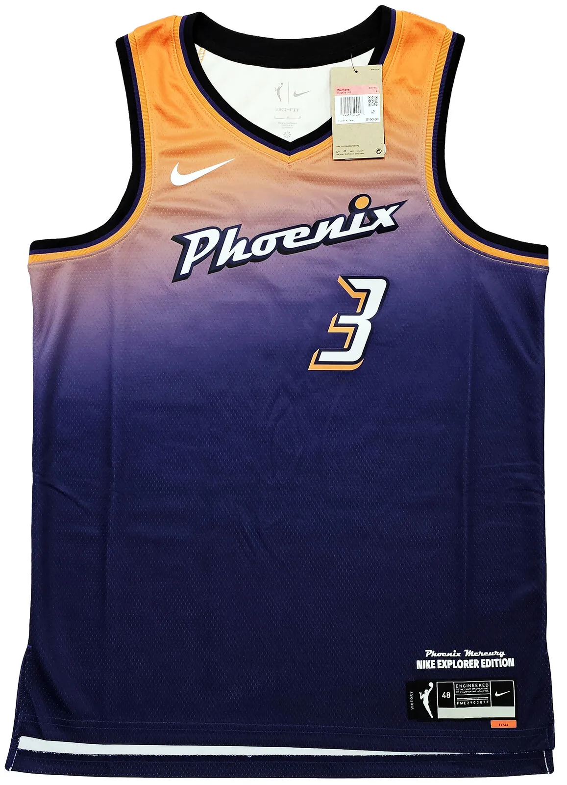 MERCURY DIANA TAURASI AUTOGRAPHED PURPLE NIKE JERSEY L BECKETT QR 214838