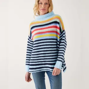 MERSEA $124 SeaHappy Knit Rainbow Striped Oversized Cozy Sweater Jumper OneSize