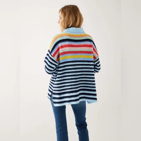 MERSEA $124 SeaHappy Knit Rainbow Striped Oversized Cozy Sweater Jumper OneSize