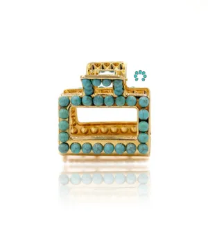 Mini Faux Turquoise Claw Clip - Gold
