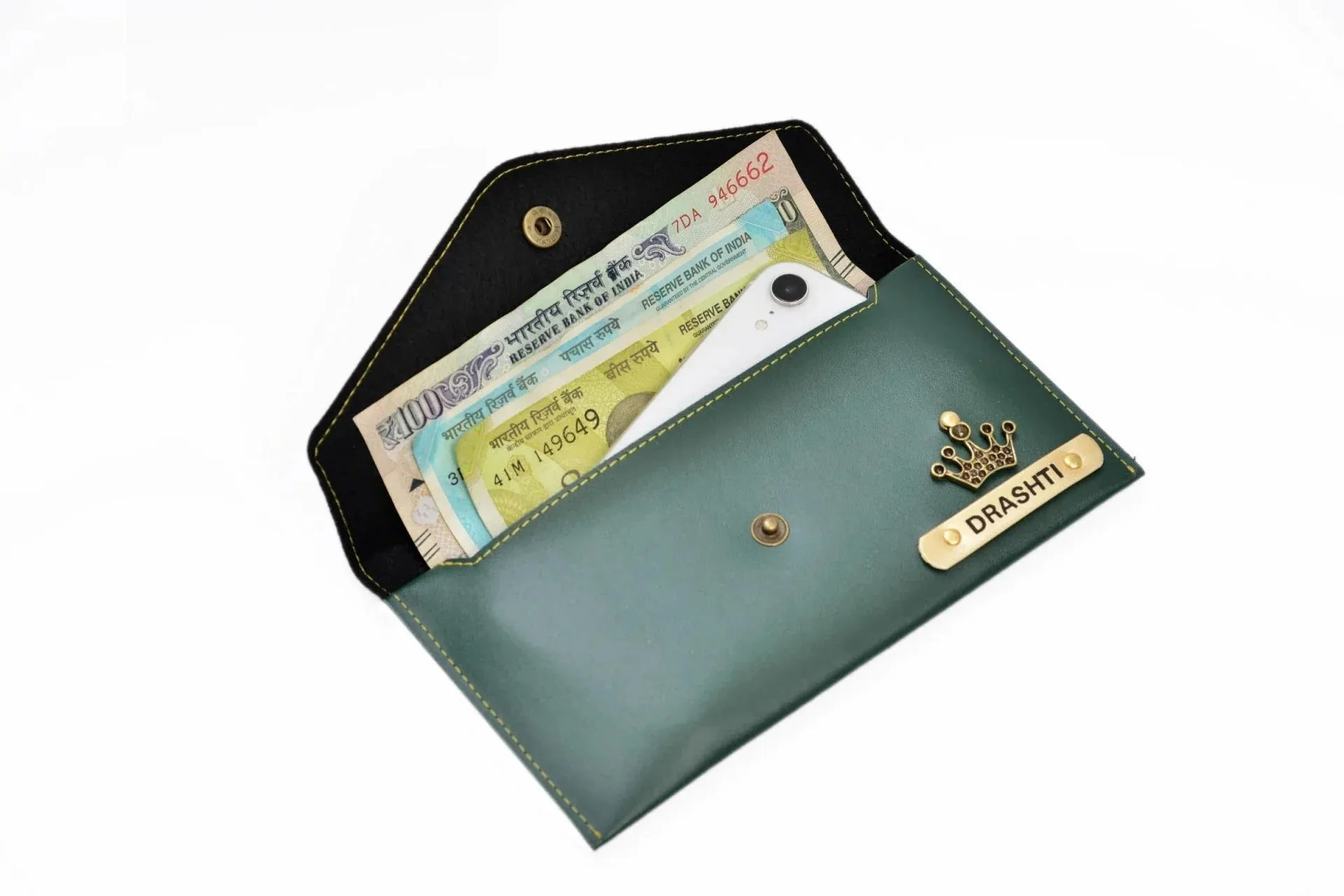 Minimal clutch & Men's Wallet & Personalised Couple Rainbow Classic WaterBottle - Olive Green