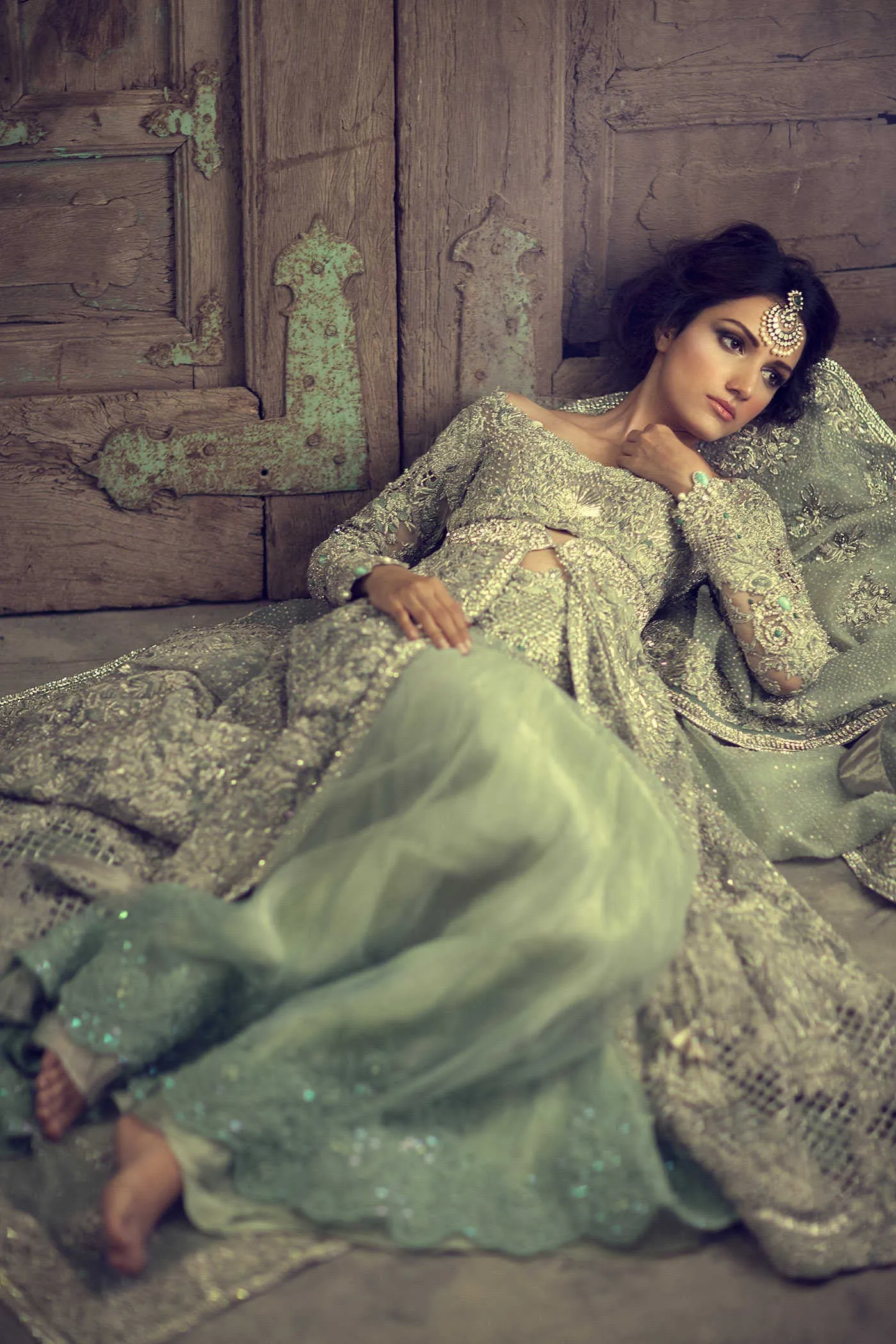 Mint Green Color Designer Jacket Lehenga