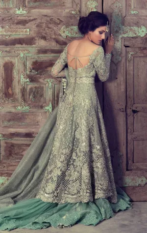 Mint Green Color Designer Jacket Lehenga
