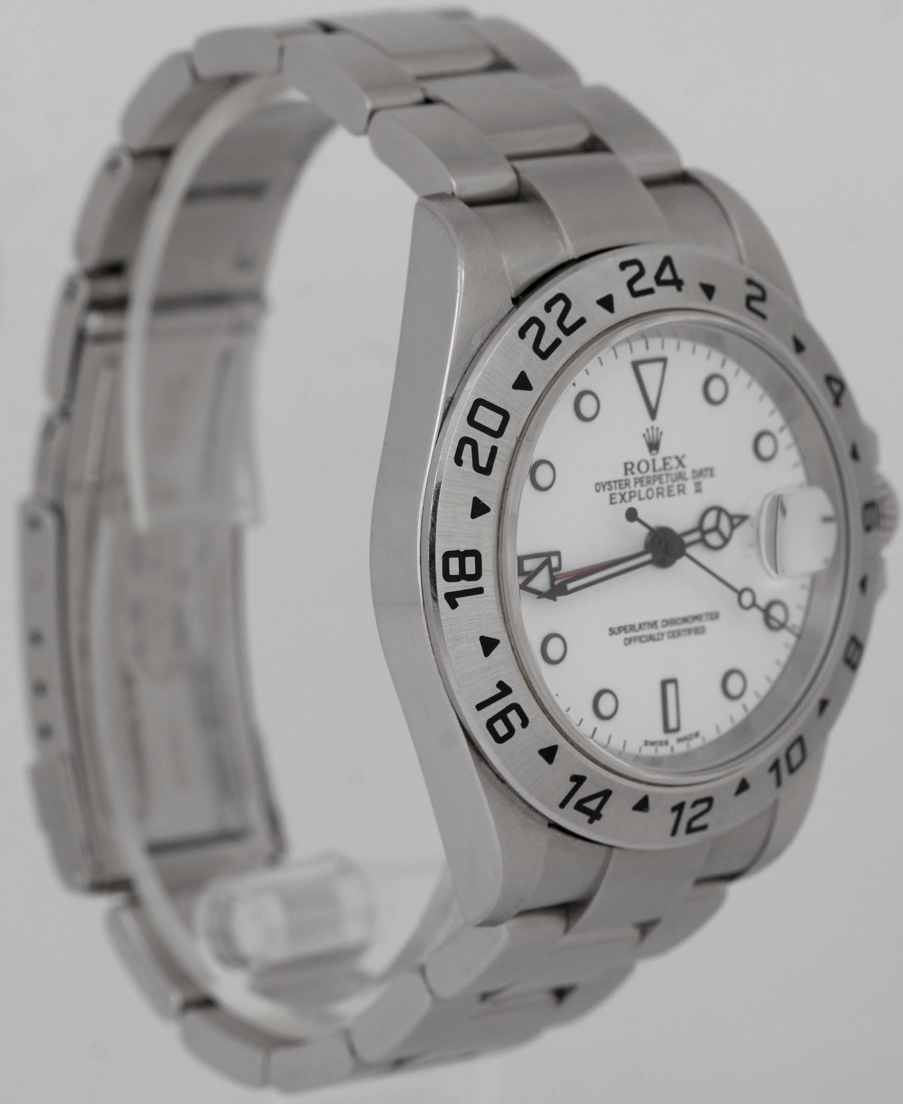 MINT PAPERS Rolex Explorer II White 40mm Steel NO-HOLES CASE Watch 16570 BOX