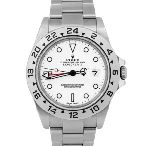 MINT PAPERS Rolex Explorer II White 40mm Steel NO-HOLES CASE Watch 16570 BOX