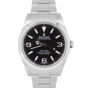 MINT Rolex Explorer I Black 39mm MK2 LUME Stainless Steel Oyster Watch 214270