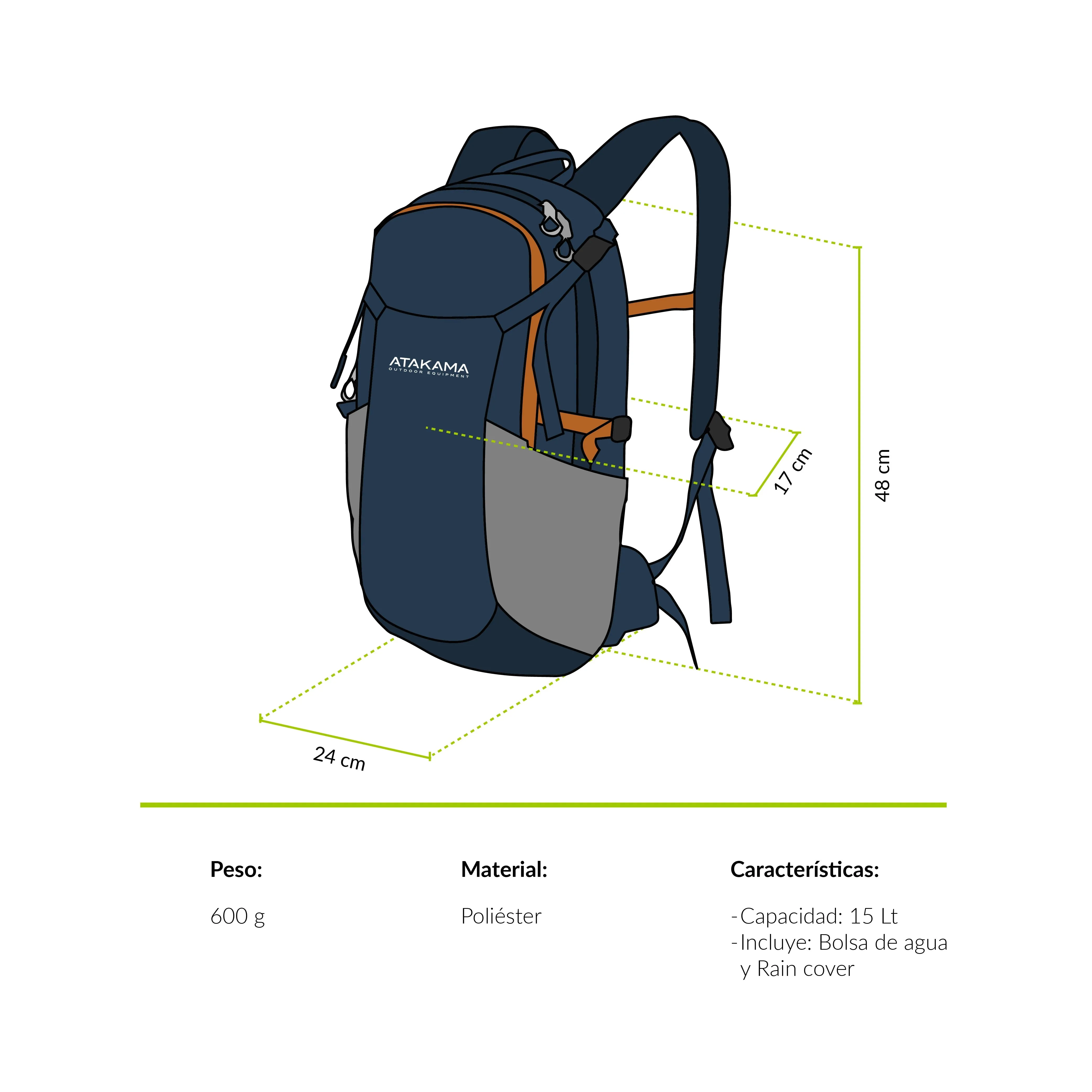Mochila hidratación Pintor 15 lt Atakama Outdoor