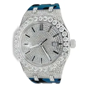 Moissanite Camouflage Blue Watch Designer Automatic Men