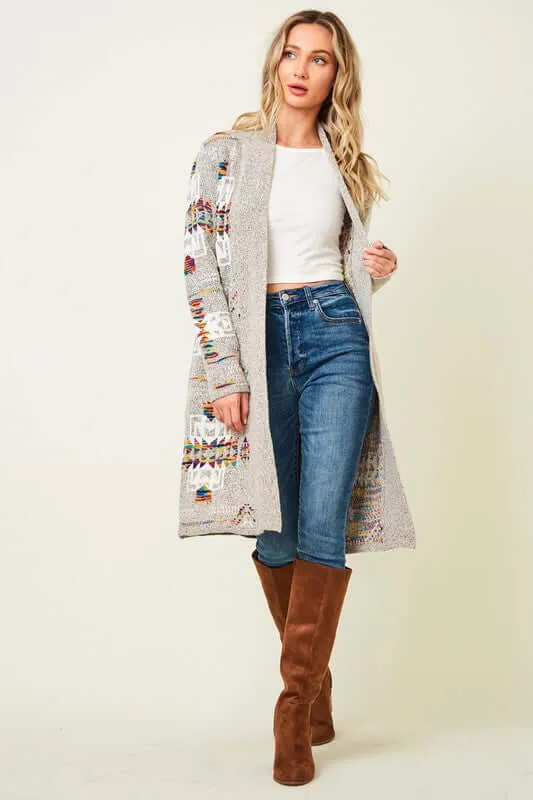 Montana Open Front Cardigan in Oatmeal - Curvy