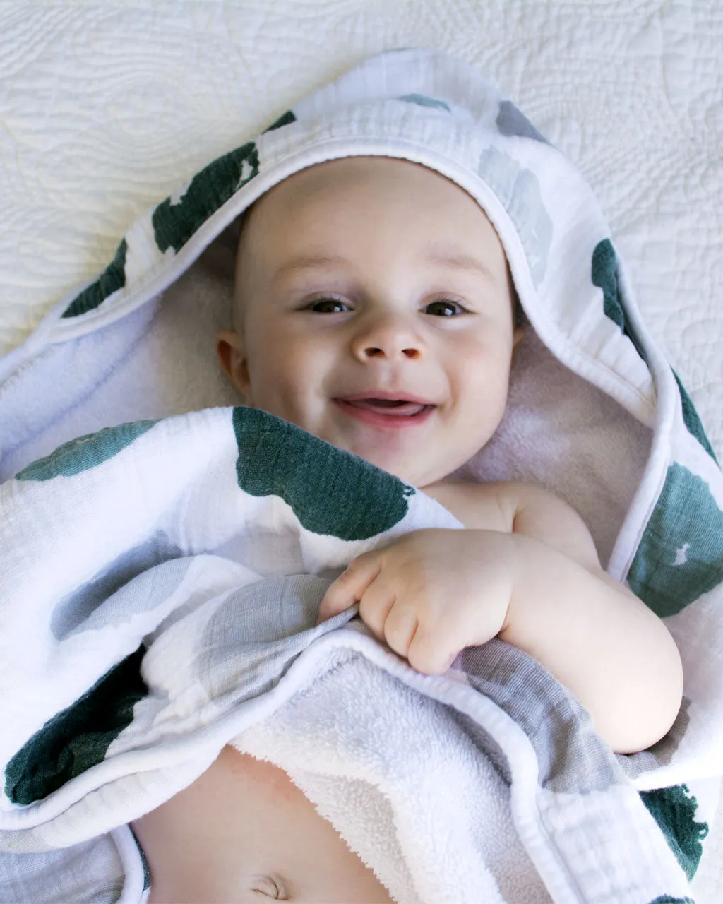MOSS GREEN CIRCLES | Hooded Towel   Washcloth Set