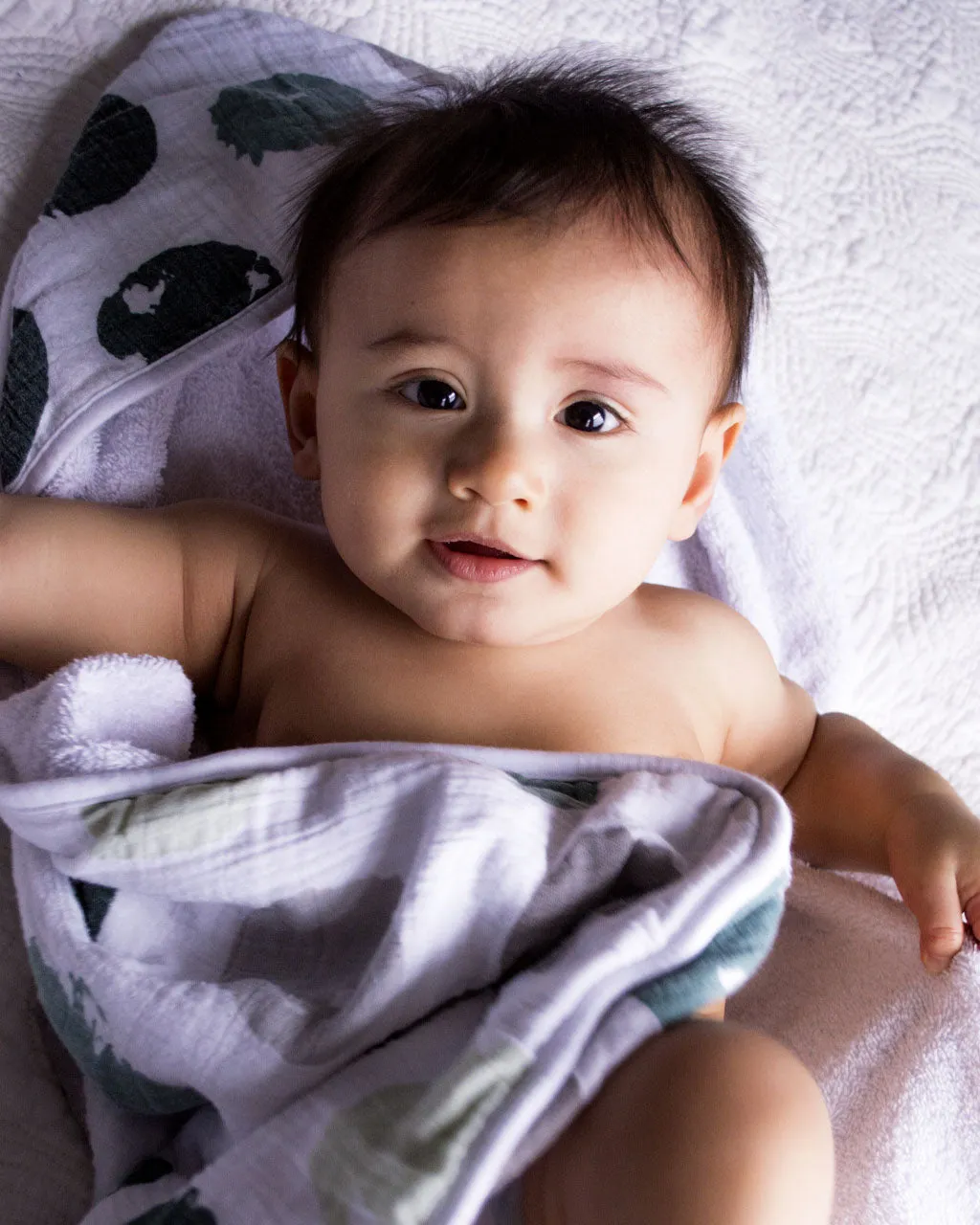 MOSS GREEN CIRCLES | Hooded Towel   Washcloth Set