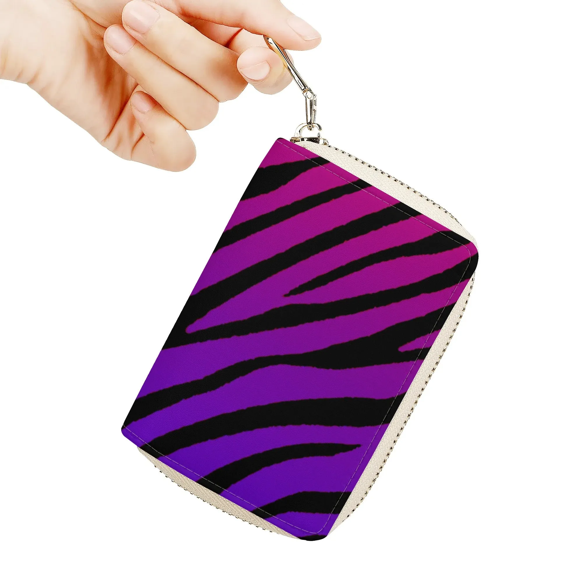 Multicolored Color Gradient Tiger Print & Black PU Leather Satchel Bag