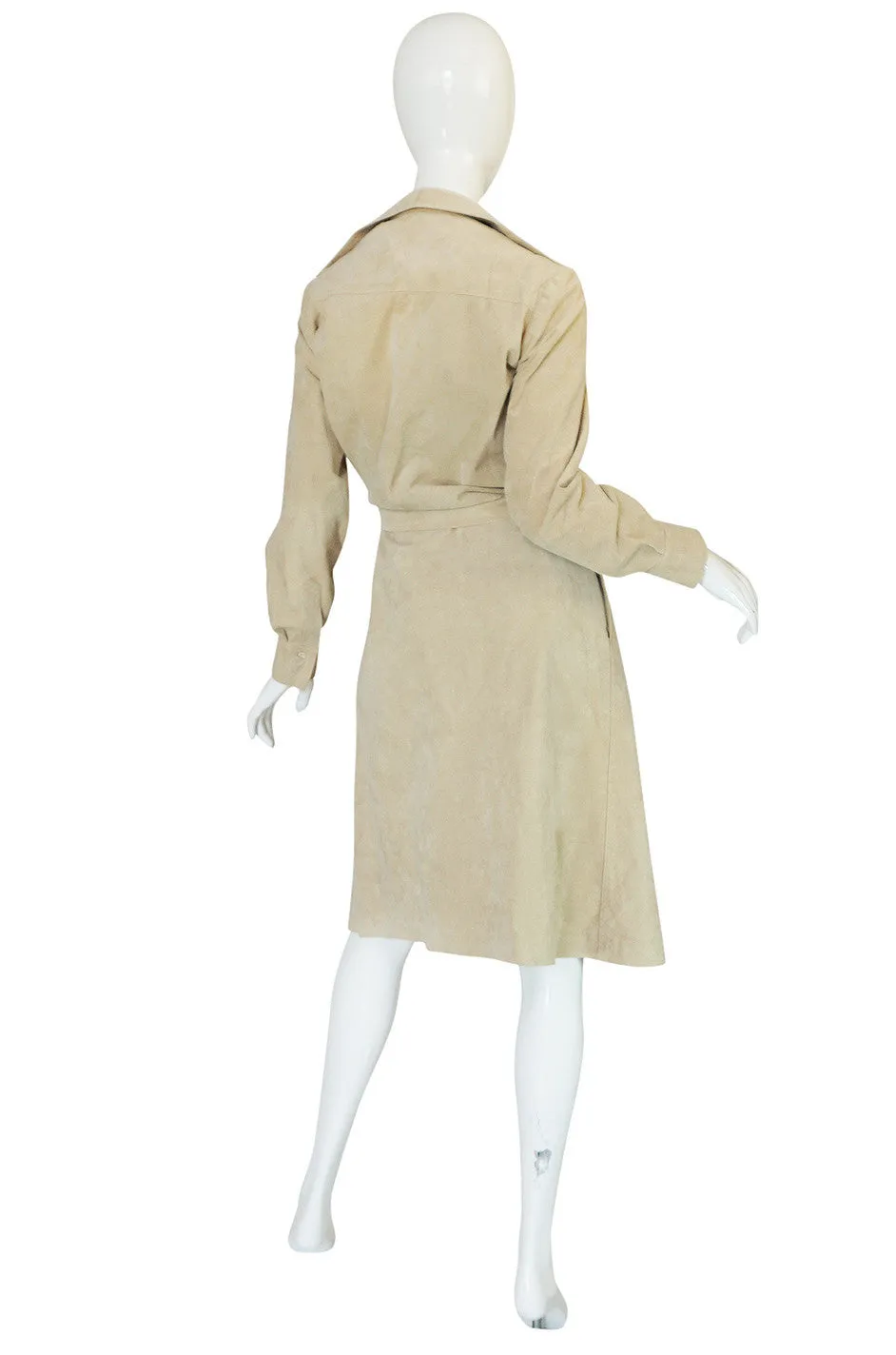 Museum Held c1972 Halston Ultrasuede Cream Dress