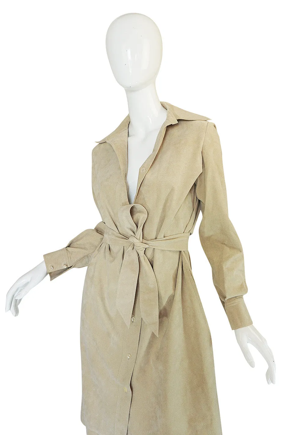 Museum Held c1972 Halston Ultrasuede Cream Dress