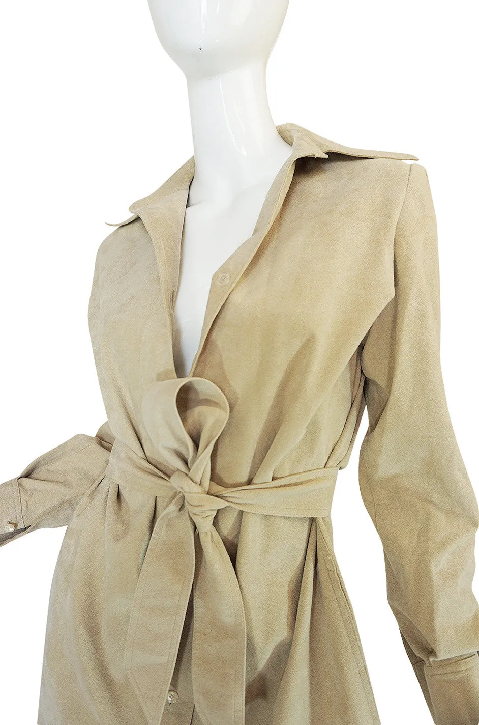 Museum Held c1972 Halston Ultrasuede Cream Dress