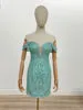 N E911 - Short Sequin Patterned Off the Shoulder Homecoming Dress with Plunging V-Neck & Sheer Under Arm