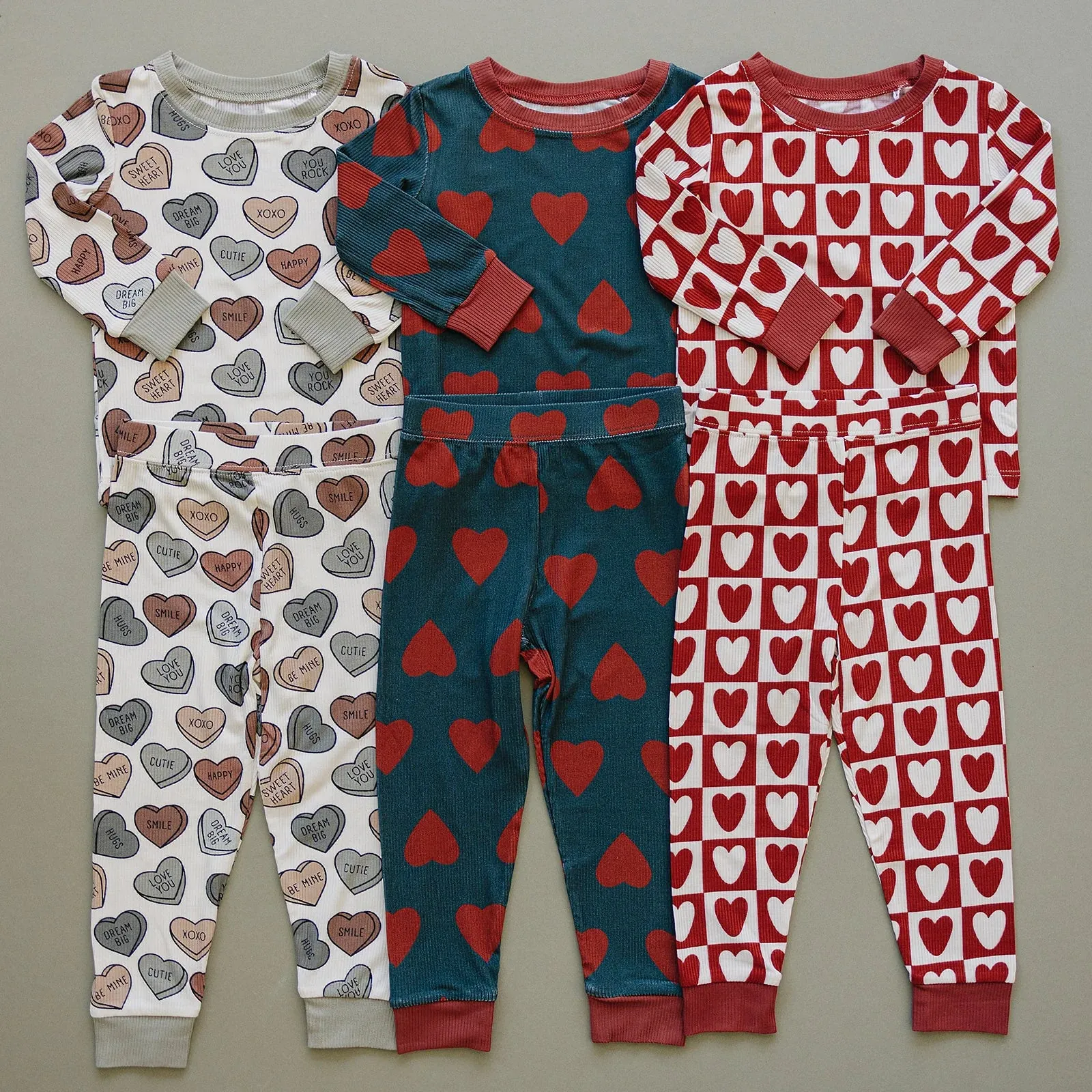 Navy   Red Hearts Ribbed Bamboo Cozy Set