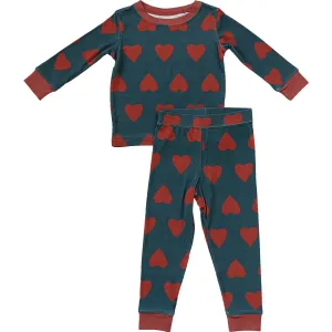 Navy   Red Hearts Ribbed Bamboo Cozy Set