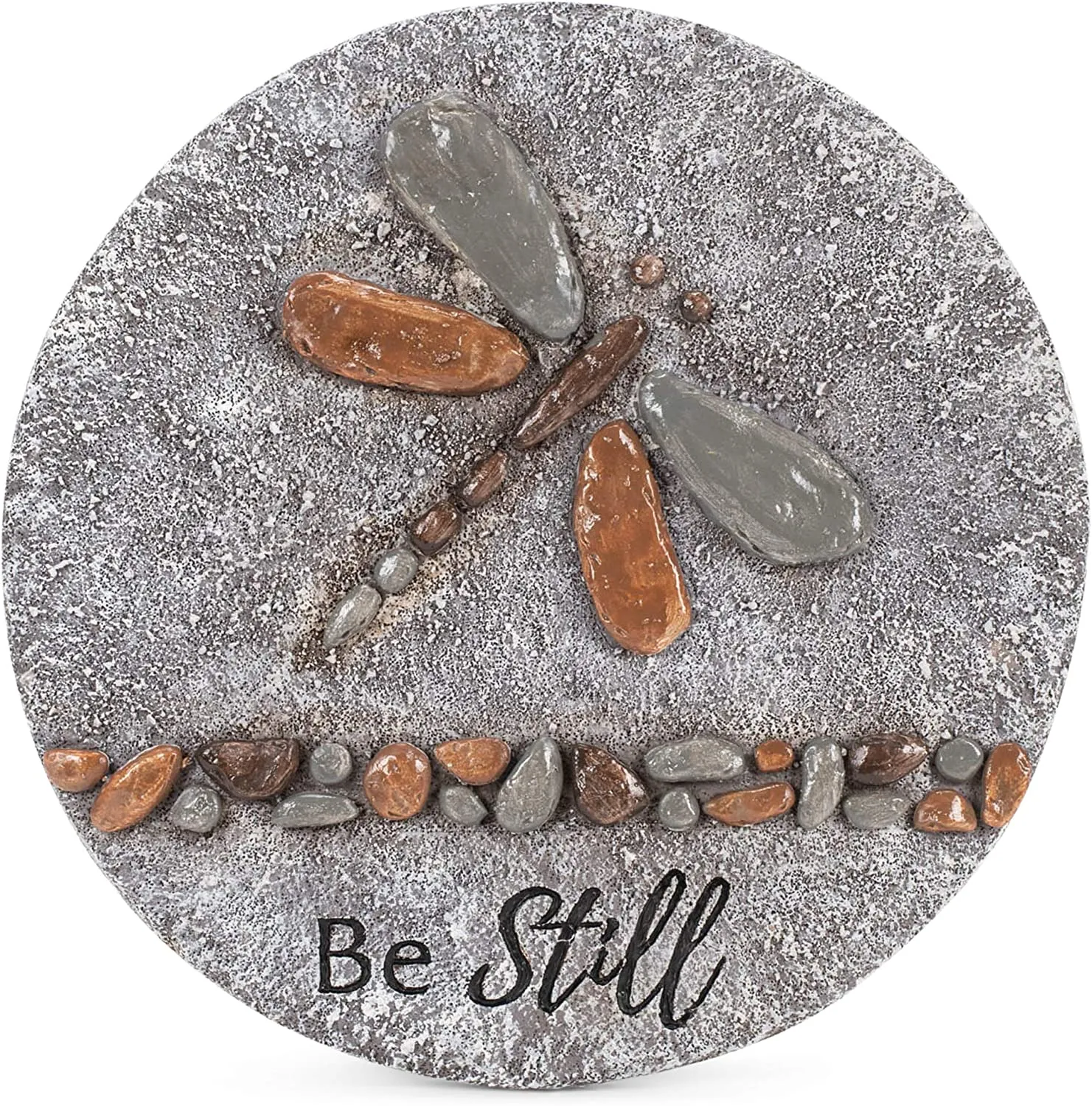 New Be Still Grey Dragonfly 12 x 12 Resin Decorative Outdoor Garden Stone