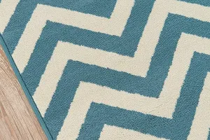 New Vibrant Great Quality Indoor/Outdoor Runner, Baja Chevron Blue 2 ft. 3 in. x 7 ft. 6 in. Indoor/Outdoor Runner! Made in Egypt! Retails $176 