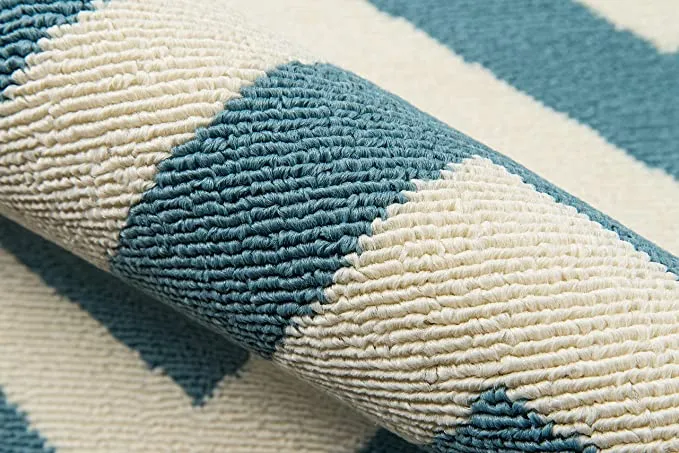 New Vibrant Great Quality Indoor/Outdoor Runner, Baja Chevron Blue 2 ft. 3 in. x 7 ft. 6 in. Indoor/Outdoor Runner! Made in Egypt! Retails $176 