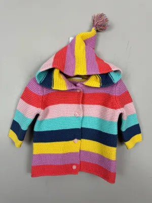 Next stripe Hooded Cardigan 0-3m